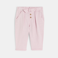 بنطلون أنسيابي وردي اللون جيرسيه قطن للطفلة الرضيعة 